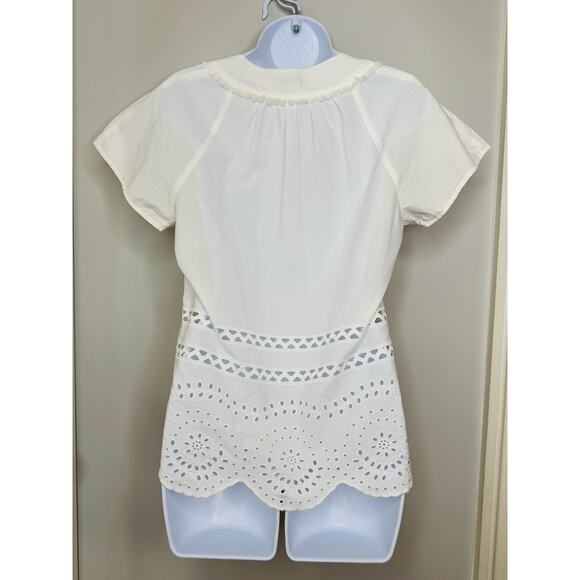 Madewell White Eyelet Angelica Cotton Top XS White Boho Peasant Americana - Picture 4 of 16